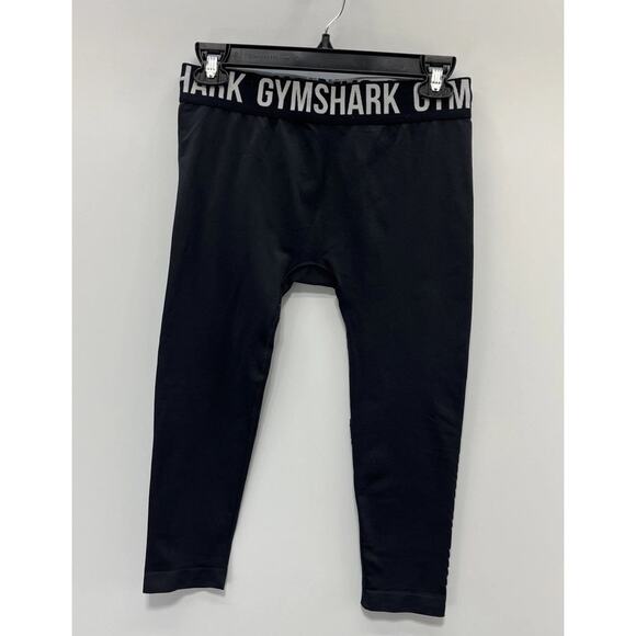 Gymshark Leggings Womens Medium Capri Black Logo Band - Picture 1 of 5
